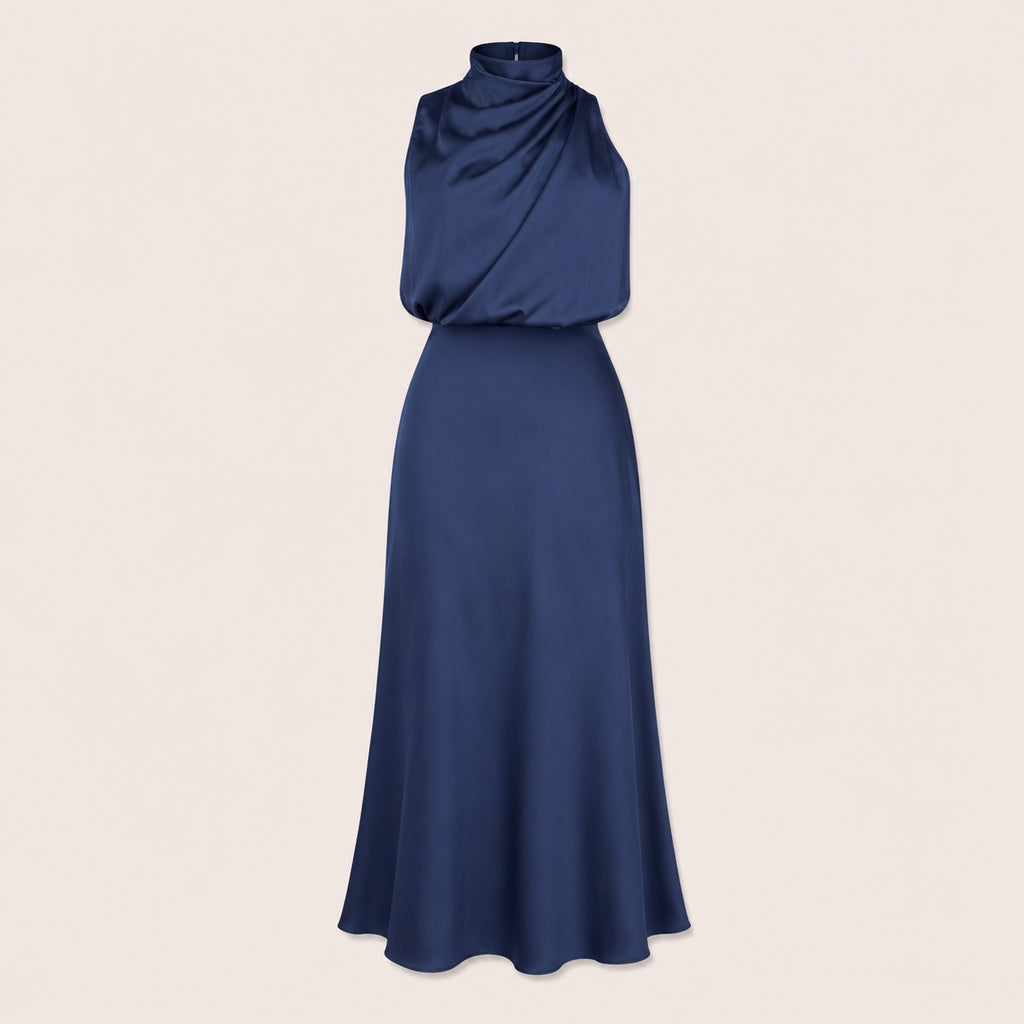 Satin Halterneck Maxi Jurk