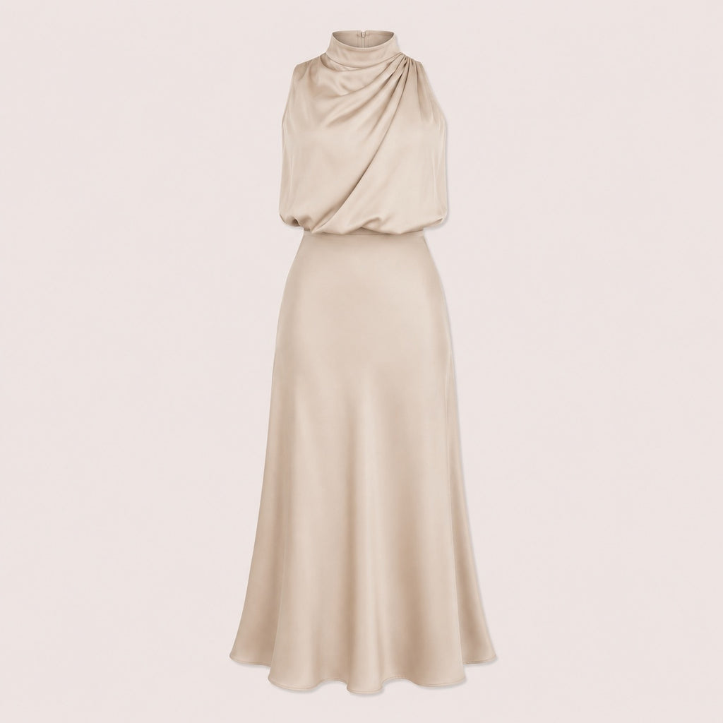 Satin Halterneck Maxi Jurk