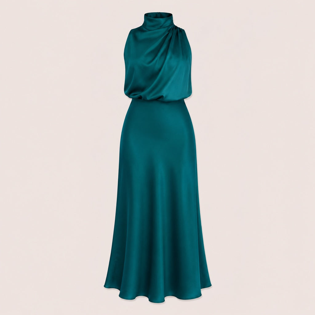 Satin Halterneck Maxi Jurk