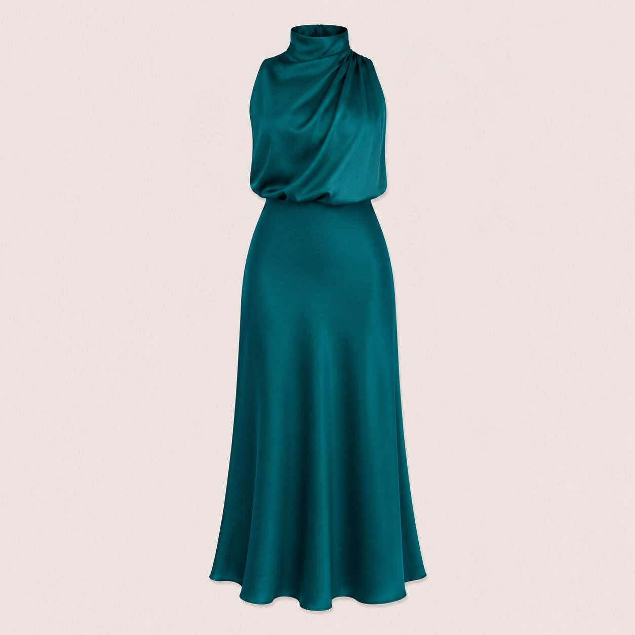 Satin Halterneck Maxi Jurk