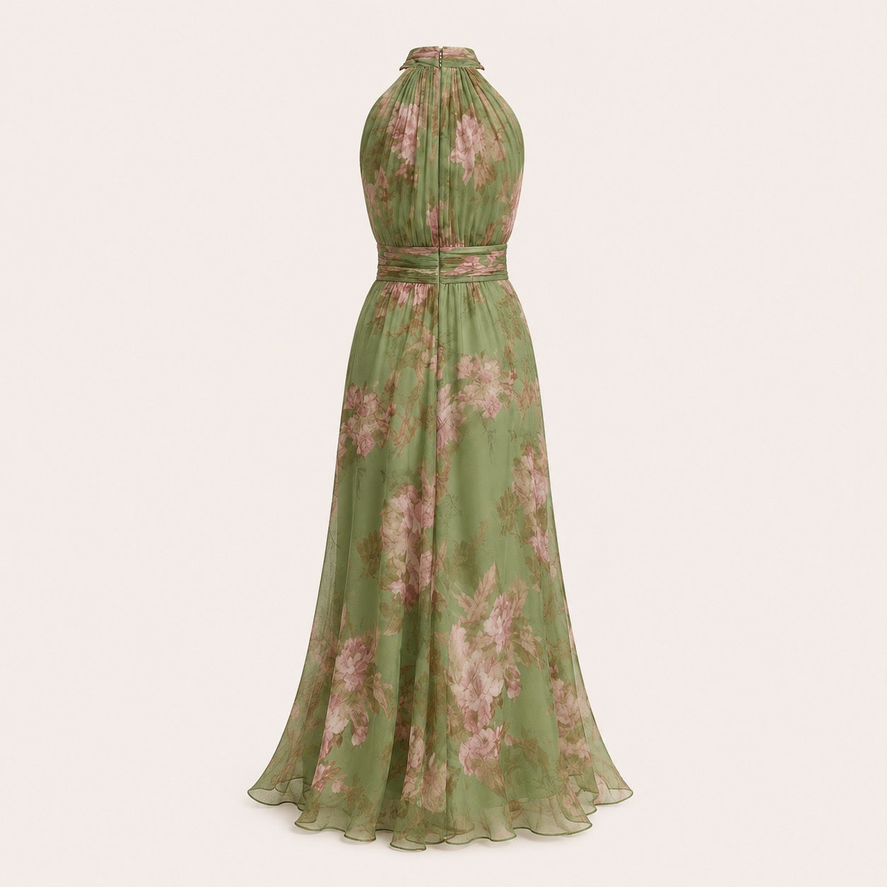 Floral Chiffon Halterneck Maxi Jurk