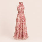 Floral Chiffon Halterneck Maxi Jurk