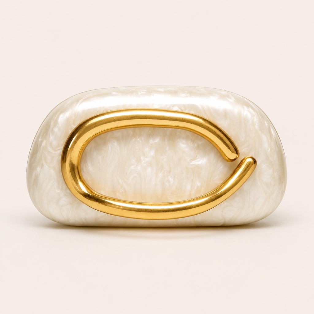 Marble Clutch Bag met Gouden C-Sluiting