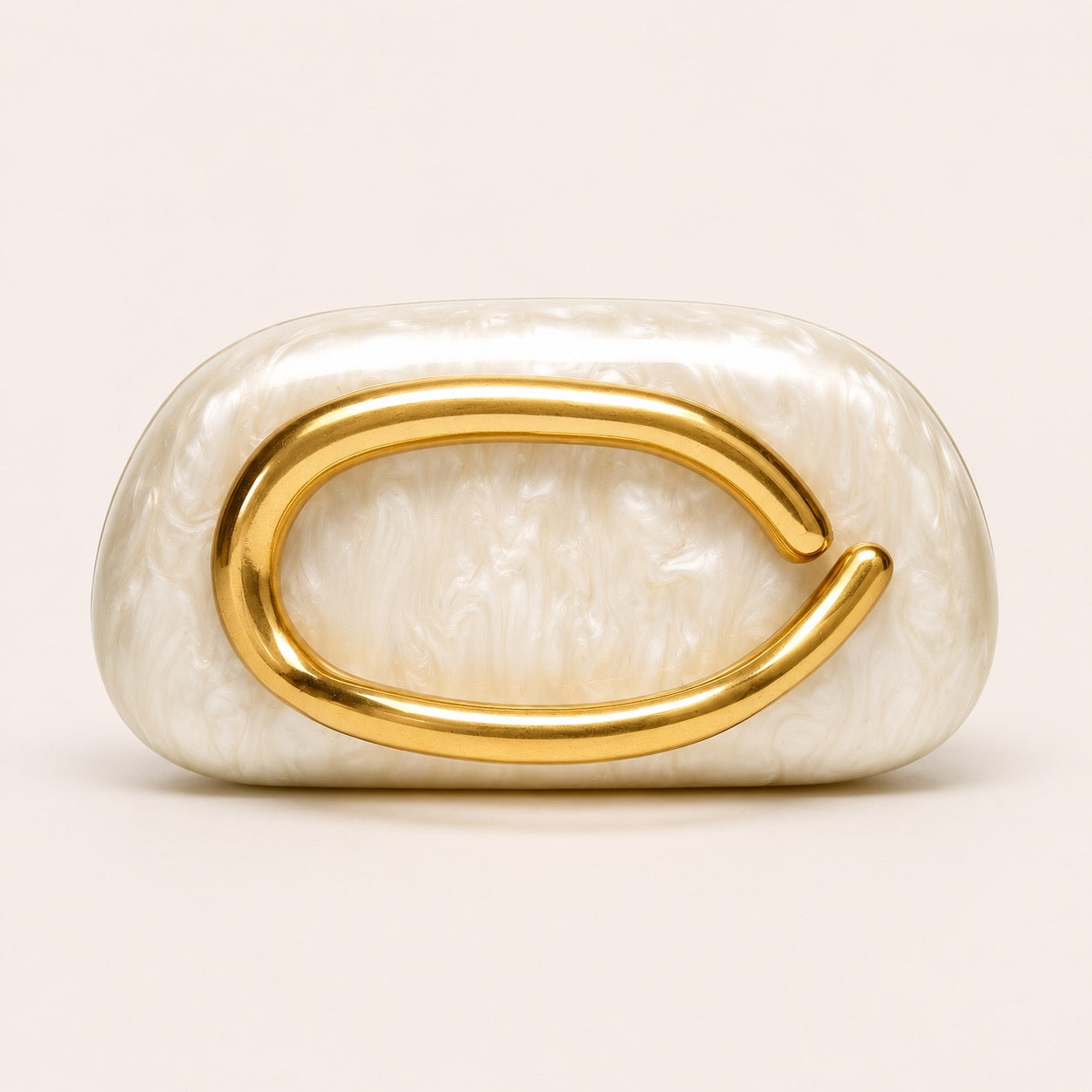 Marble Clutch Bag met Gouden C-Sluiting