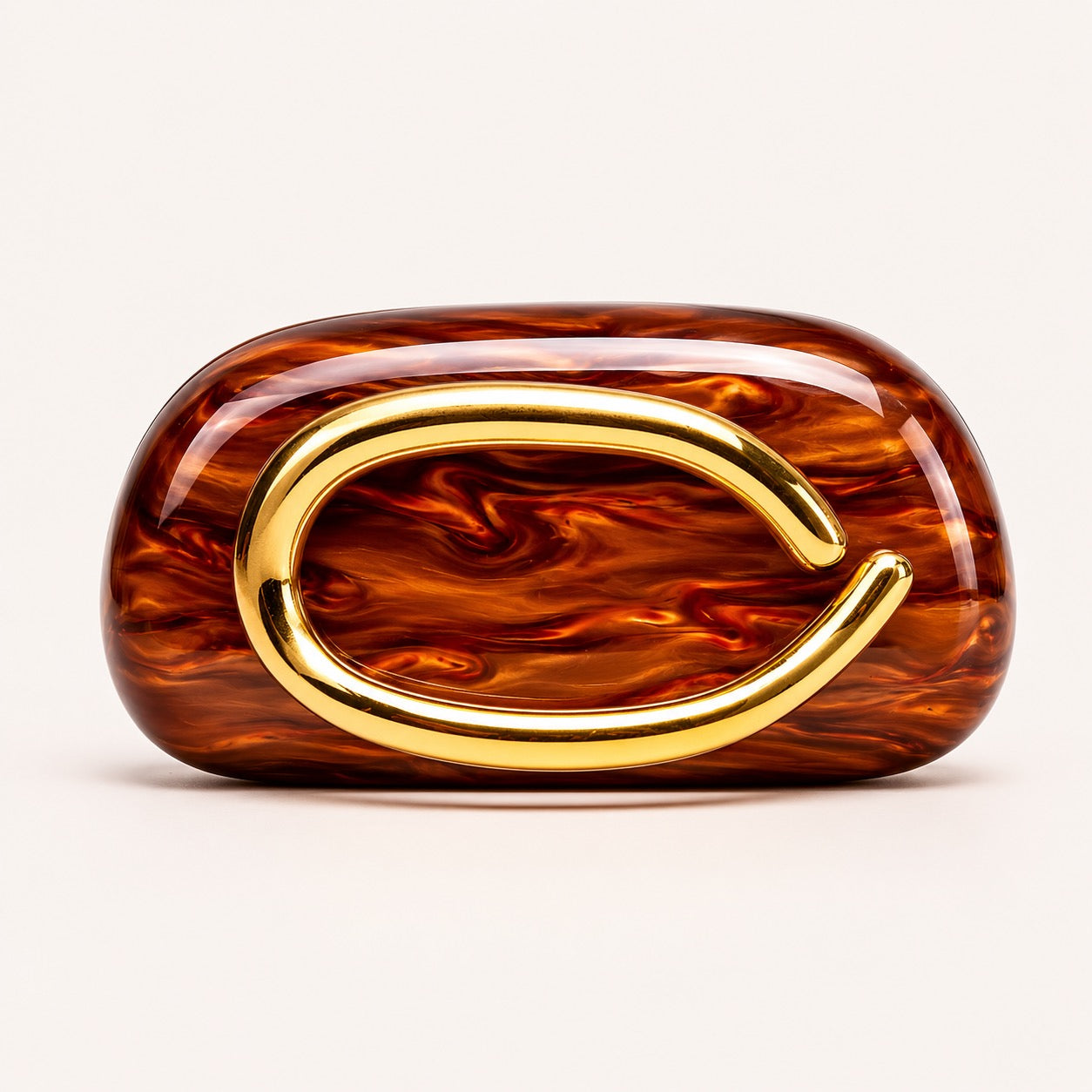 Marble Clutch Bag met Gouden C-Sluiting