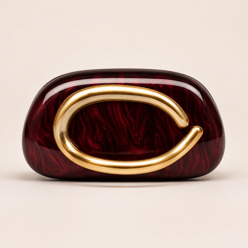 Marble Clutch Bag met Gouden C-Sluiting