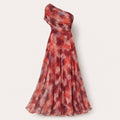 One-Shoulder Tie-Dye Chiffon Maxi Jurk