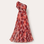 One-Shoulder Tie-Dye Chiffon Maxi Jurk