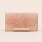 Pleated Glitter Envelope Clutch