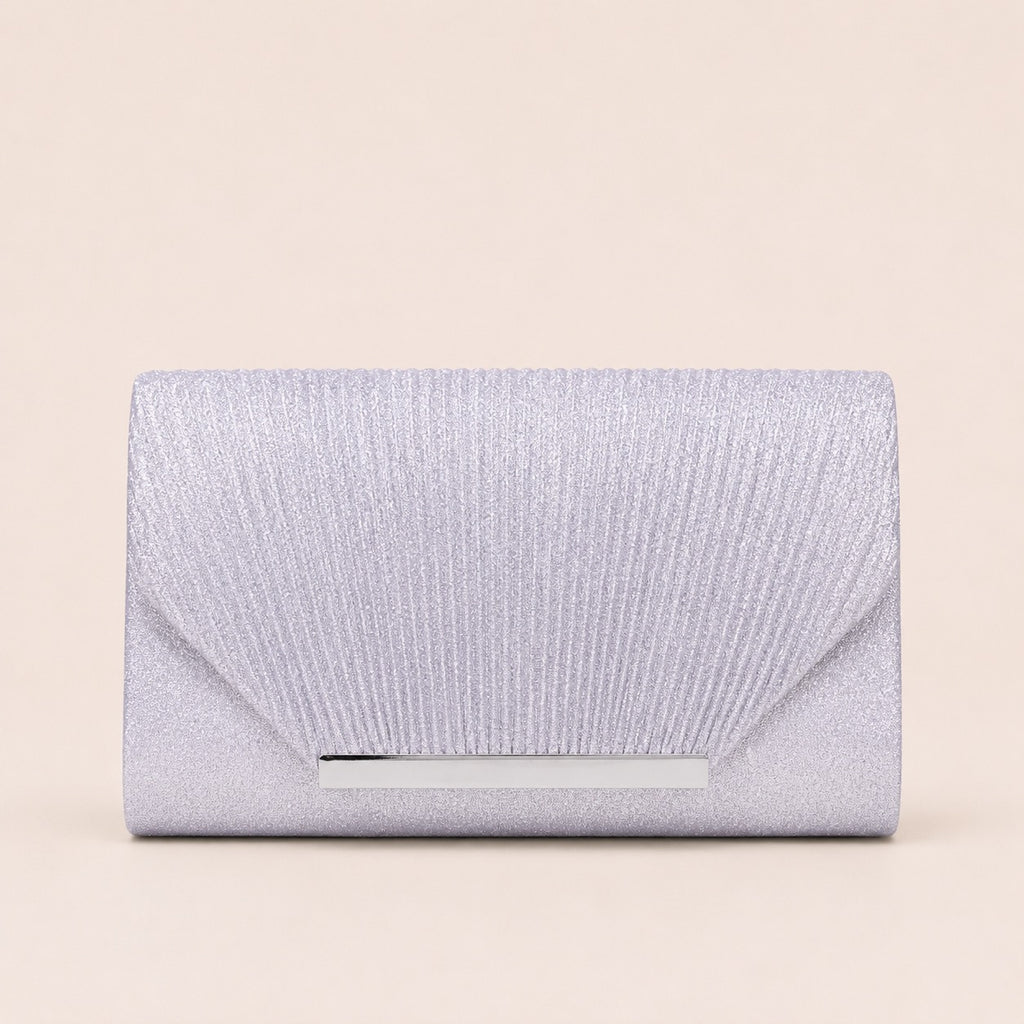 Pleated Glitter Envelope Clutch