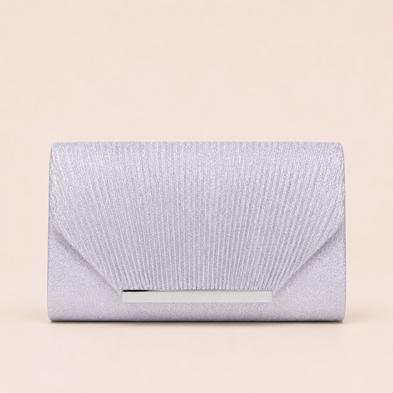 Pleated Glitter Envelope Clutch