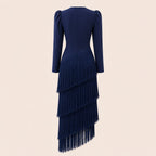 V-Neck Fringe Maxi Jurk