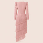 V-Neck Fringe Maxi Jurk