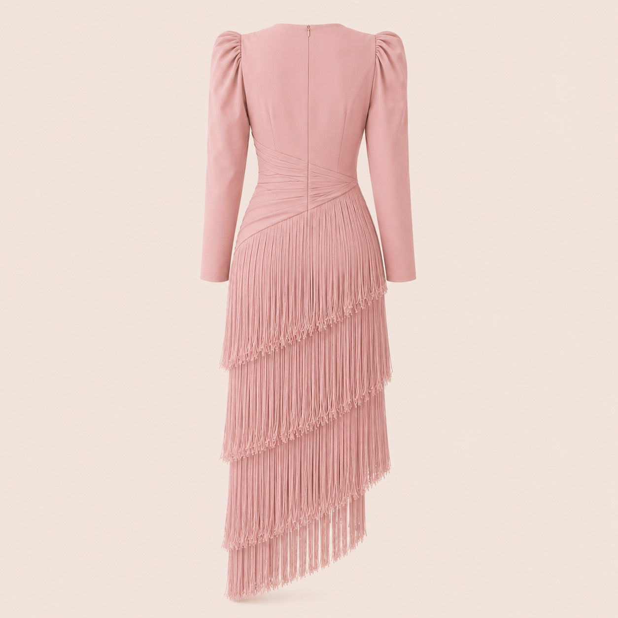 V-Neck Fringe Maxi Jurk
