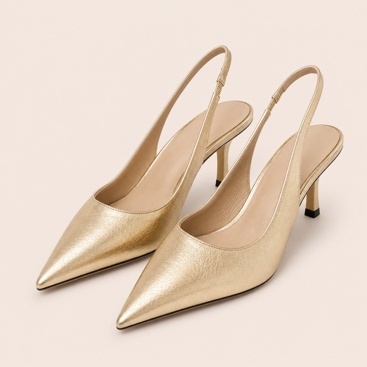 Metallic Slingback Pumps