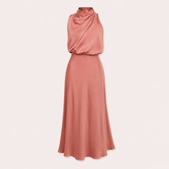 Satin Halterneck Maxi Jurk