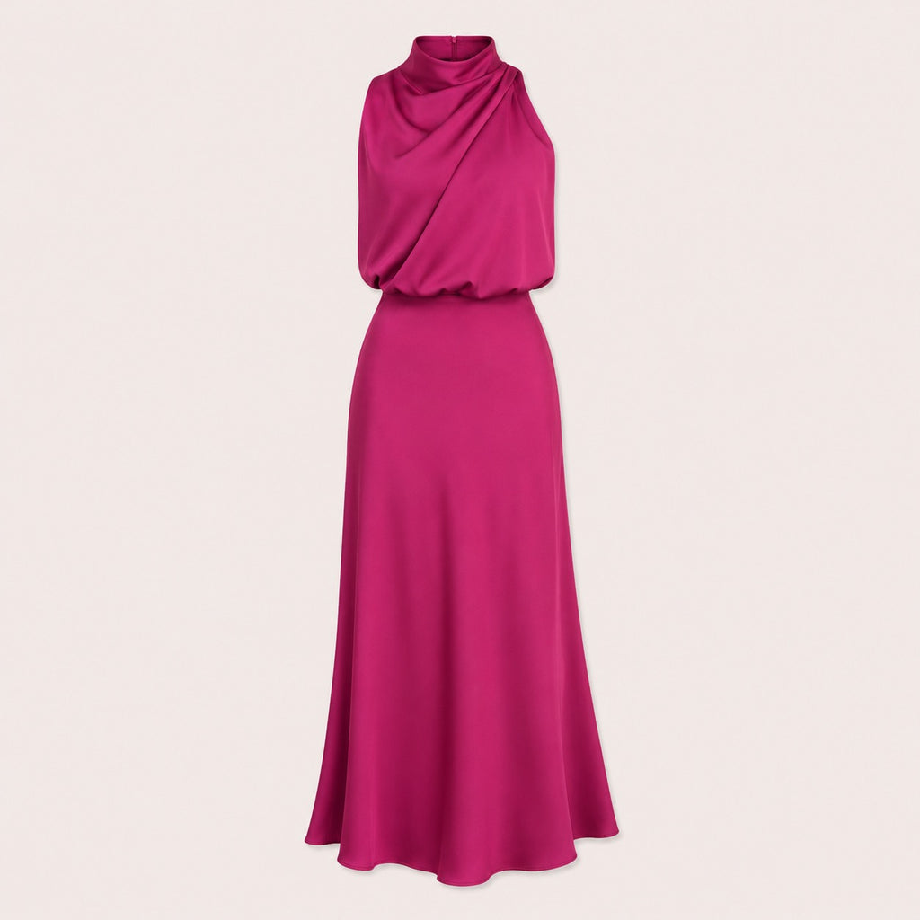 Satin Halterneck Maxi Jurk