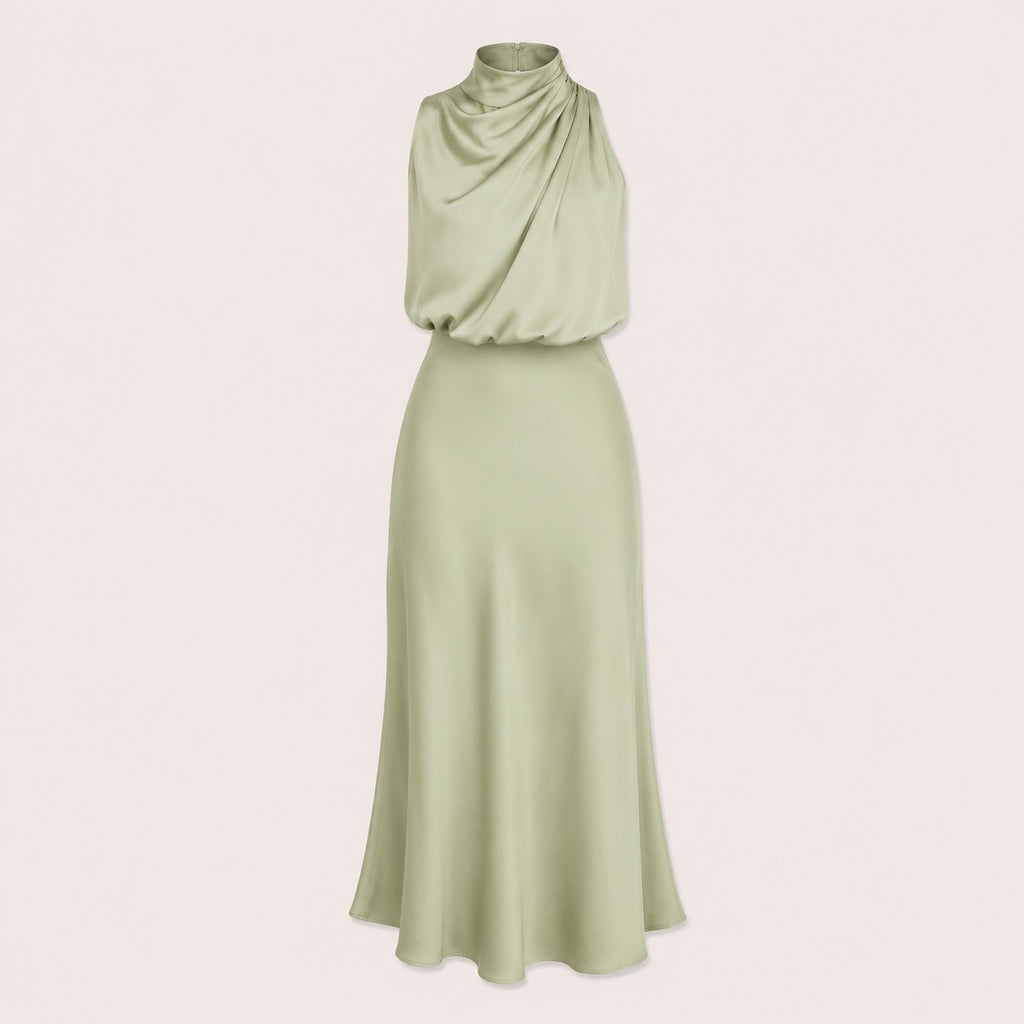 Satin Halterneck Maxi Jurk