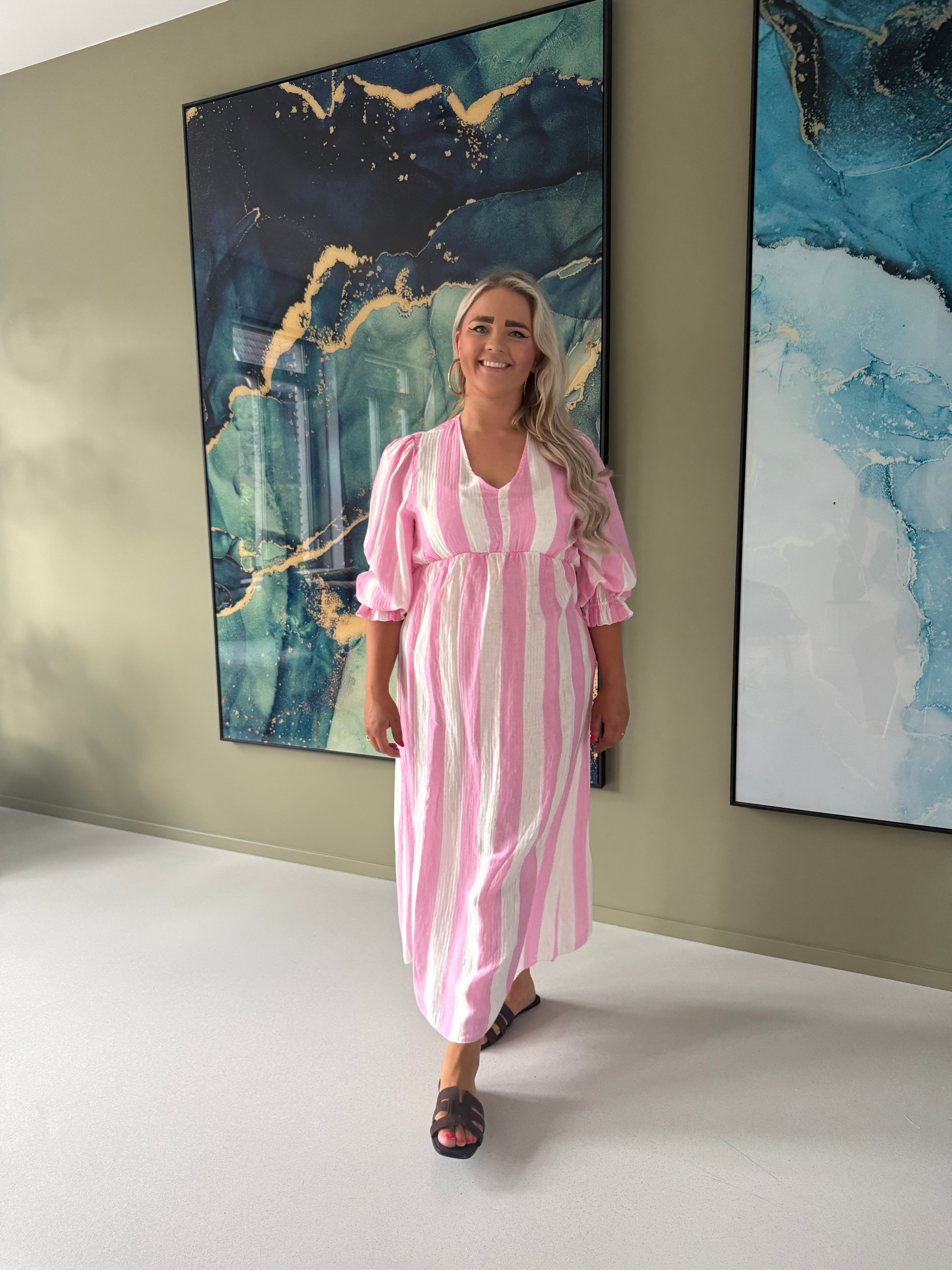 Darling Maxi Dress - Roze/Wit