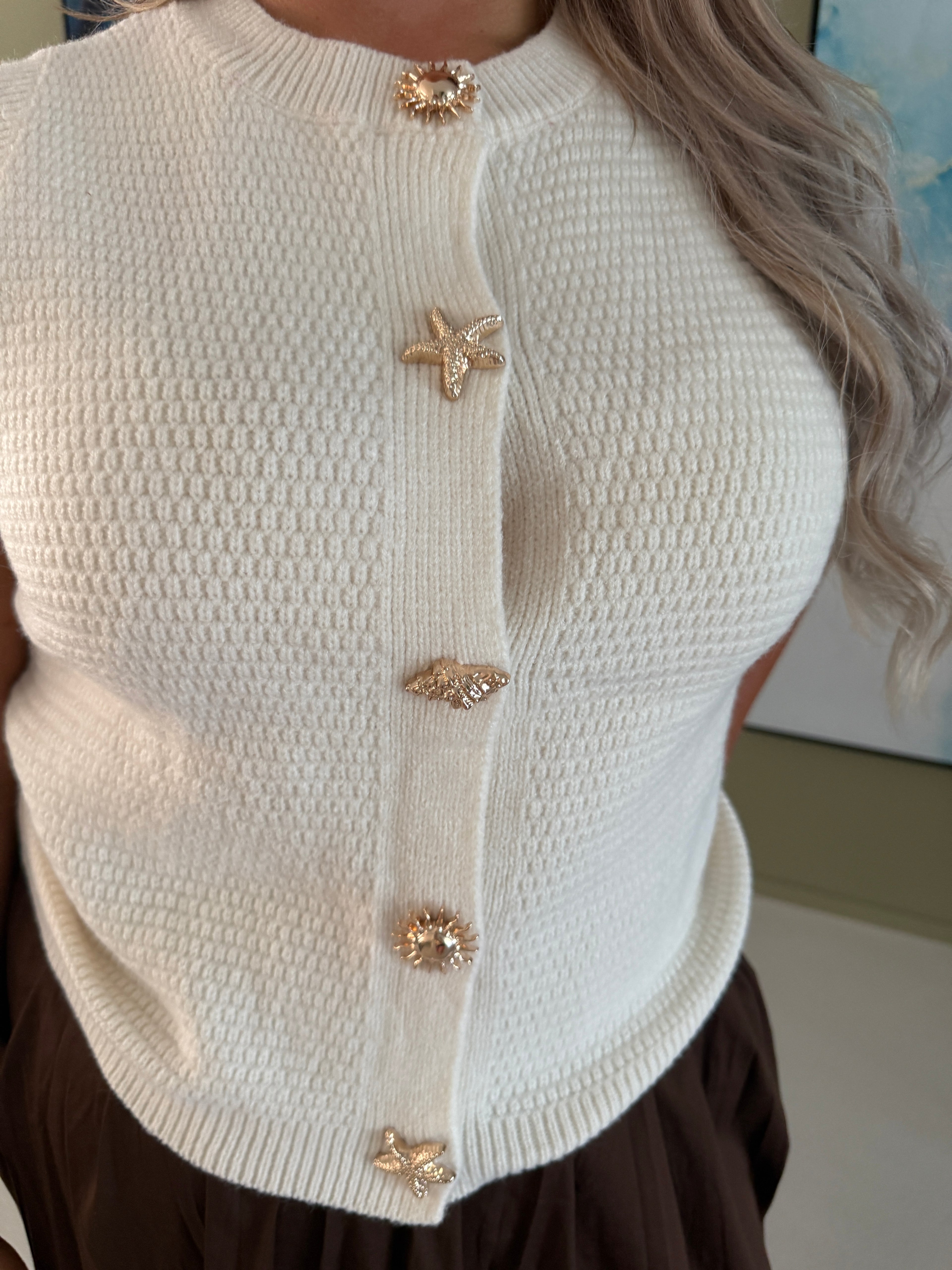 Seaside Knit Gilet – Off White