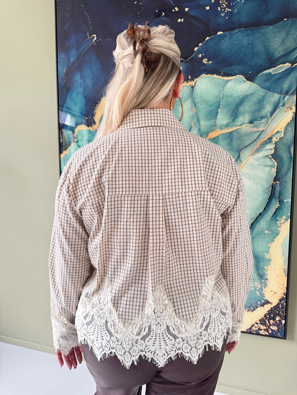 Lace & Check Blouse