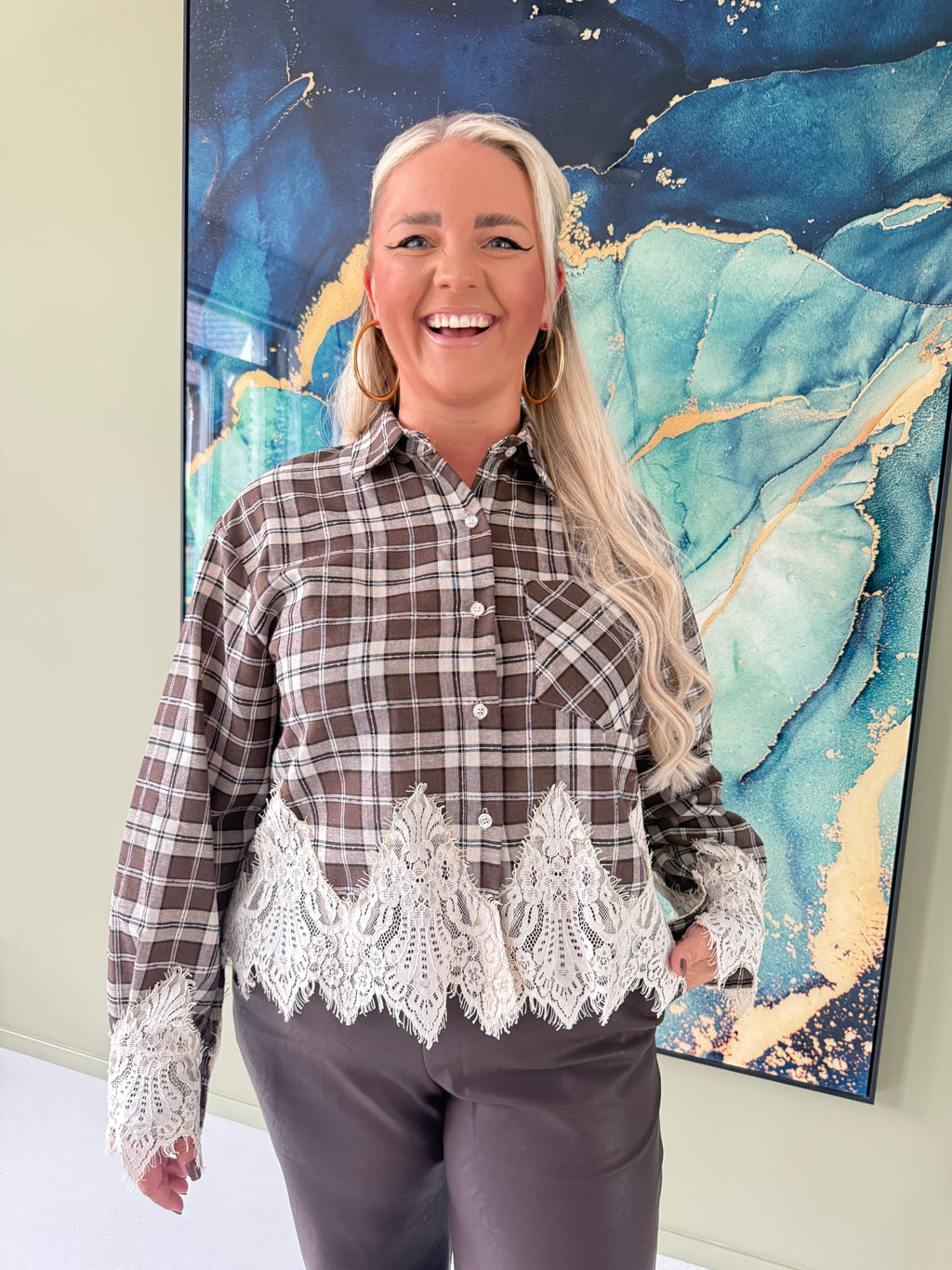Lace & Check Blouse