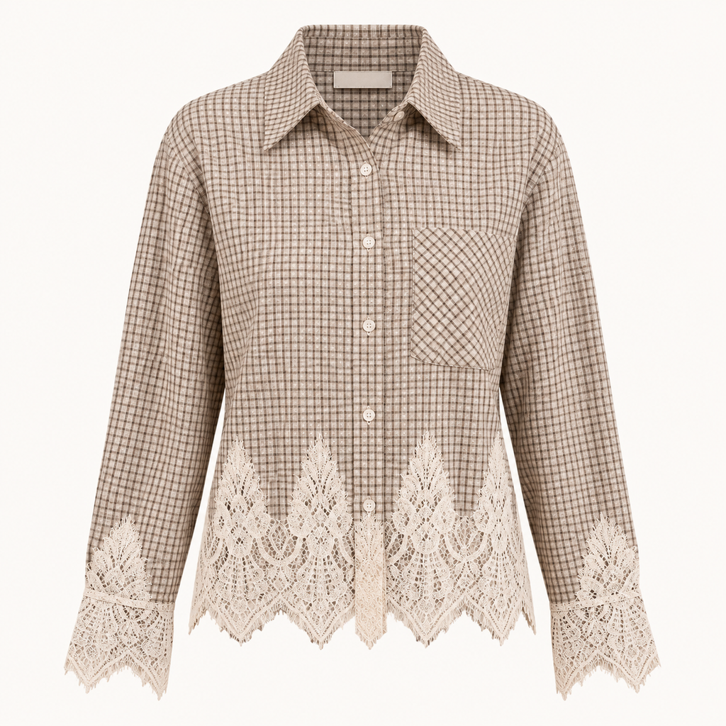 Lace & Check Blouse