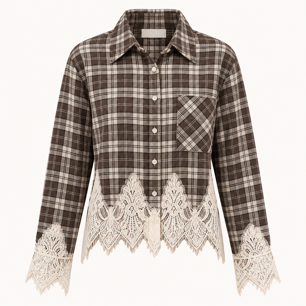 Lace & Check Blouse