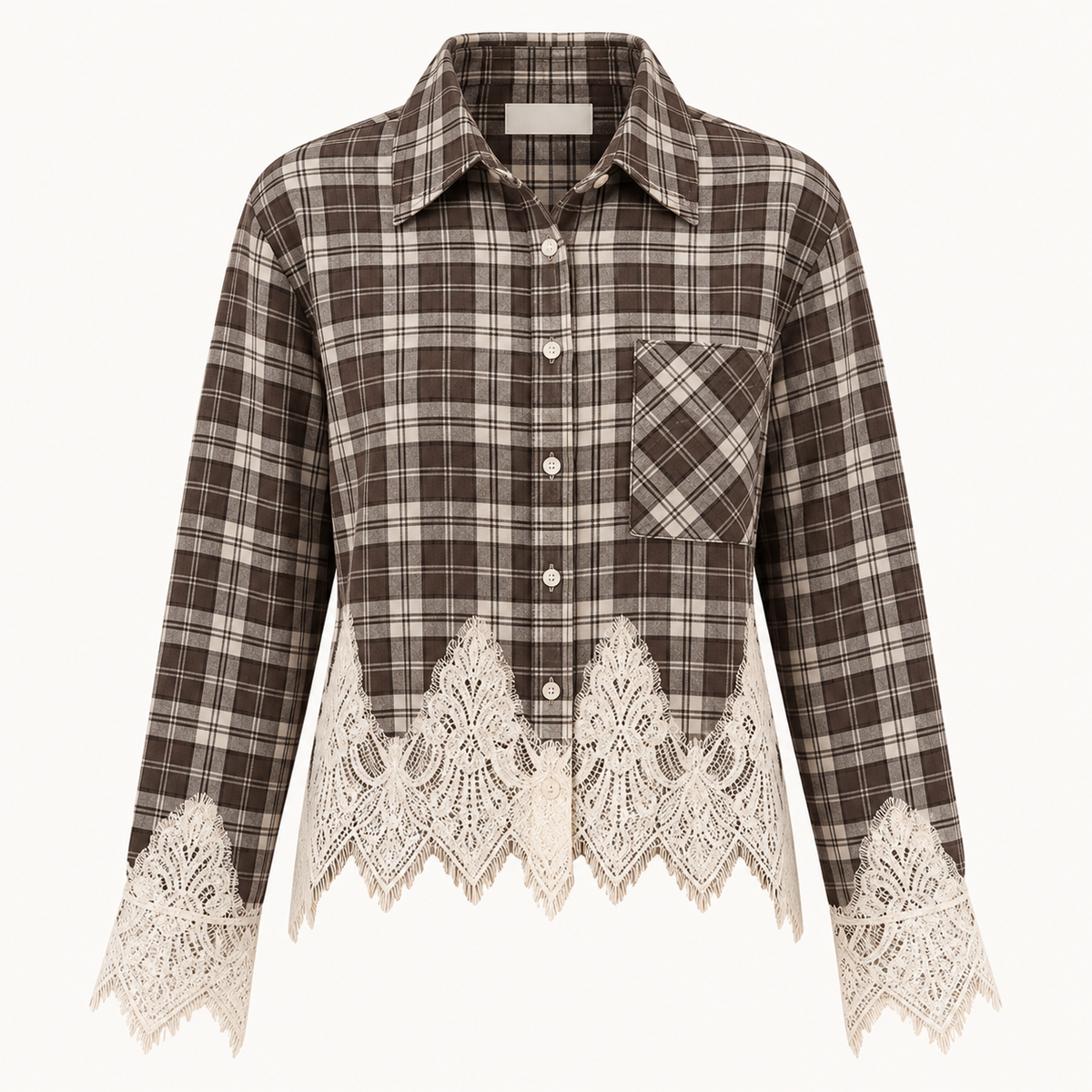 Lace & Check Blouse
