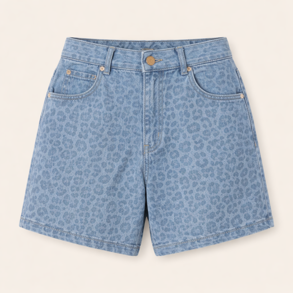 Leopard Denim Short