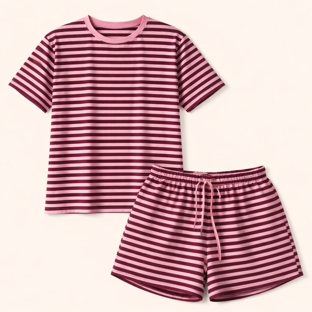 Stripe Set Roze/Bordeaux