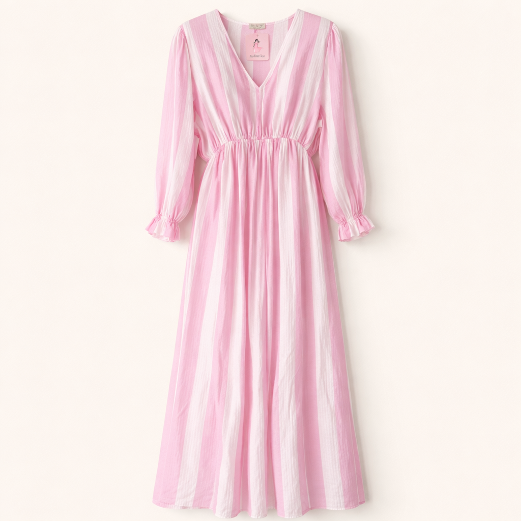 Darling Maxi Dress - Roze/Wit